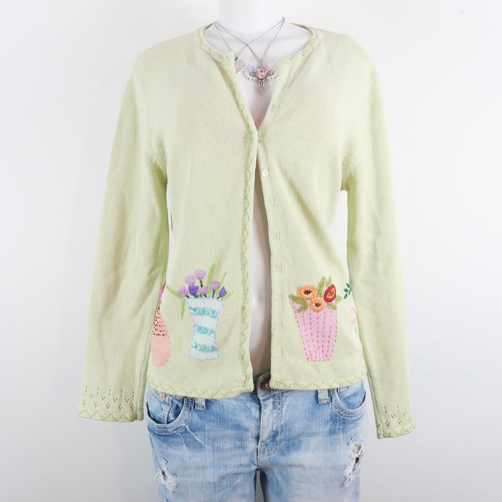 y2k fairycore floral embroidered cardigan lord & taylor